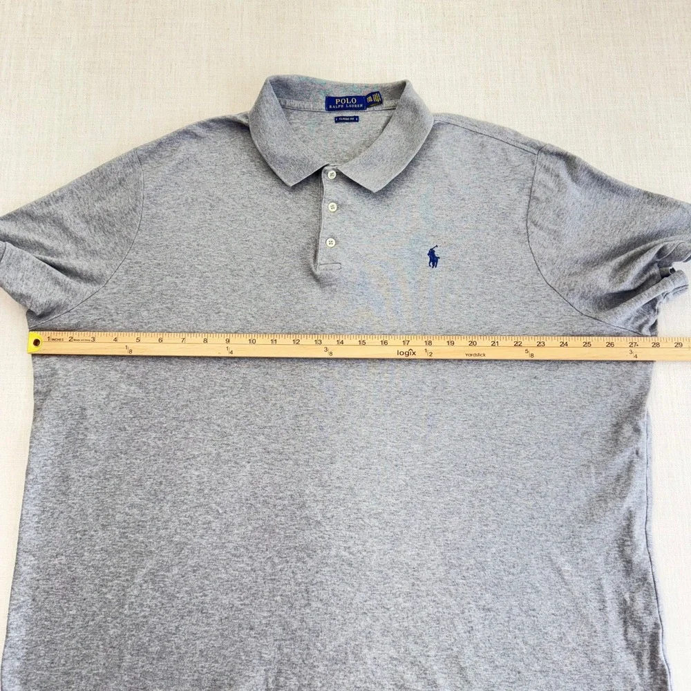 Polo Ralph Lauren Mens XXL Classic Fit Heather Gray Short Sleeve Polo‎ Shirt